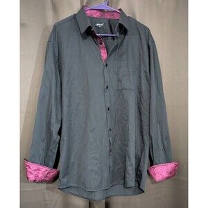 Alizeal Men's Slim Fit Long Sleeve Patchwork Button-Down Shirt XL Punk Goth